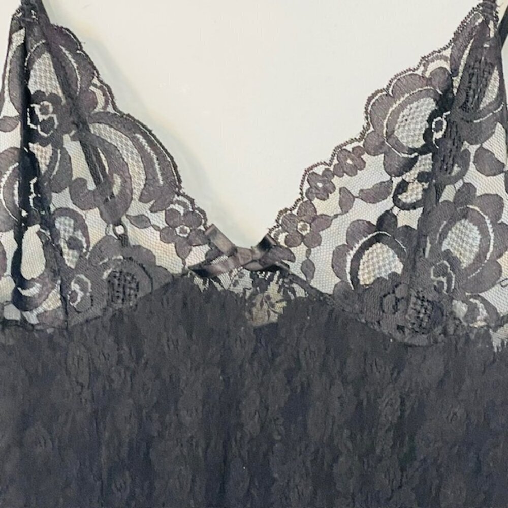 Vintage 70s Camisole Lace Peplum Nylon Sheer Lingerie Tank Top S/M - Picture 9 of 11